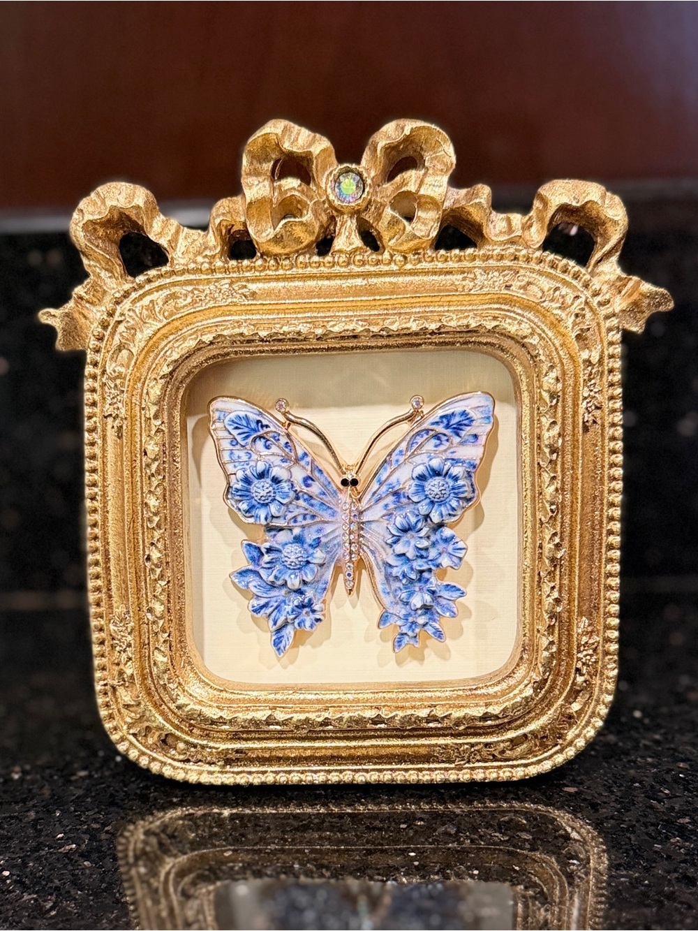 Ornate Gold Framed Butterfly Art Cottagecore Decor - Picture 6 of 6
